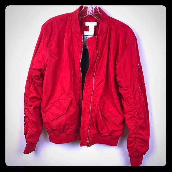 red bomber jacket h&m